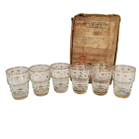 Shot Glasses Set of 6 Vintage International Gift of  Month Club Belgium 1950's - Picture 10 of 16